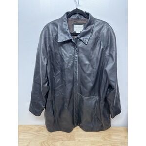 Vintage Worthington Genuine Leather Lambskin Women's Jacket Coat Black 1X #37